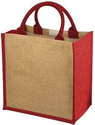 Obrázky: Jutová taška s lemováním v červené barvě