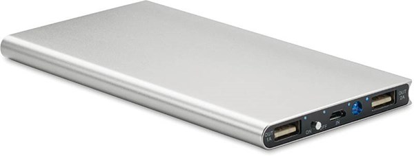 Obrázky: Stříbrná Power banka Poweflat 8000 mAh