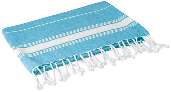 Obrázky: Světle modrá bavlněná plážová osuška s třásněmi, Obrázek 4