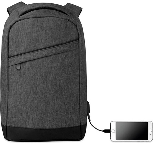 Obrázky: Elegantní černý batoh s USB nabíjecím kabelem, Obrázek 2