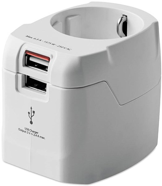 Obrázky: Inovativní bílý cestovní adaptér s USB nabíječkou, Obrázek 4