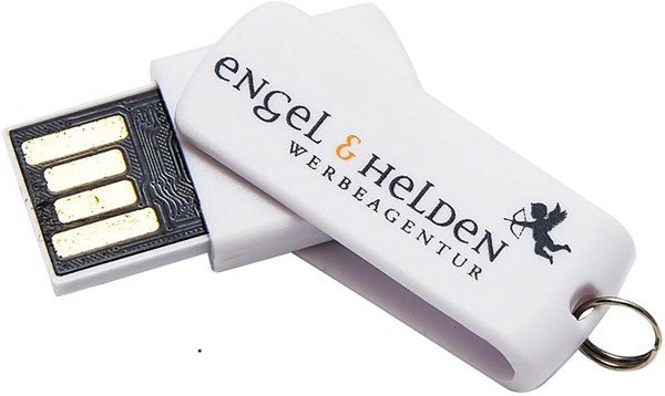 Obrázky: Malý bílý otočný USB flash disk 8GB s kroužkem, Obrázek 6