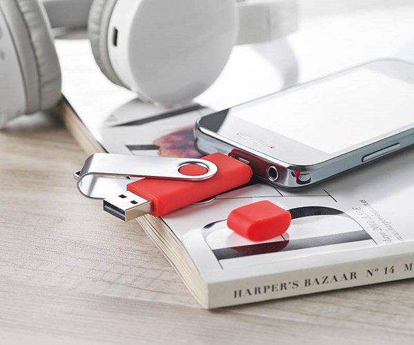 Obrázky: OTG Twister flash disk 32 GB s micro USB,červený, Obrázek 2