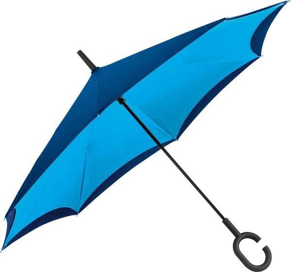 Obrázky: Reverzní skládací deštník modrý s C rukojetí, Obrázek 2