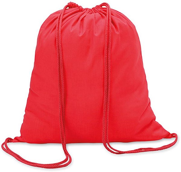 Obrázky: Červený bavlněný batoh se stahovací šňůrou
