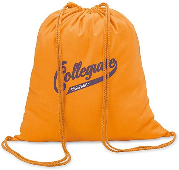 Obrázky: Oranžový bavlněný batoh se stahovací šňůrou, Obrázek 2