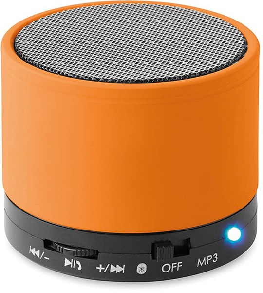 Obrázky: Oranžový válcový bluetooth reproduktor