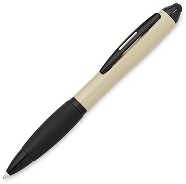 Obrázky: Plastové pero se stylusem v barvách šampaň a černé, Obrázek 2