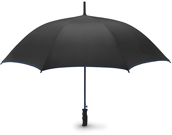 Obrázky: Černý automatický deštník s král.modrým prošitím