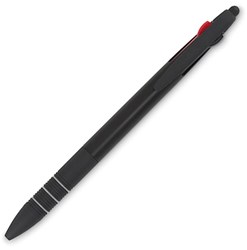 Obrázky: Plastové trojbarevné pero se stylusem, černé