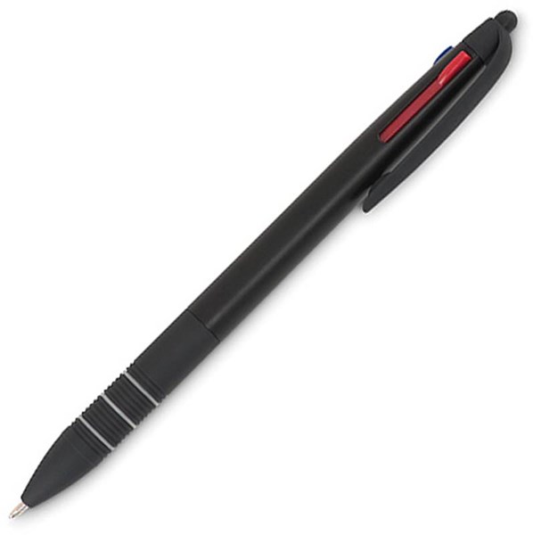 Obrázky: Plastové trojbarevné pero se stylusem, černé, Obrázek 2