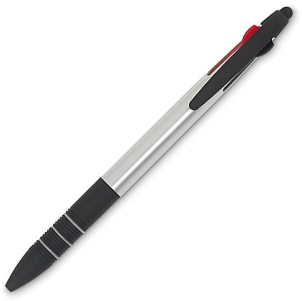 Obrázky: Plastové trojbarevné pero se stylusem, stříbrné, Obrázek 1