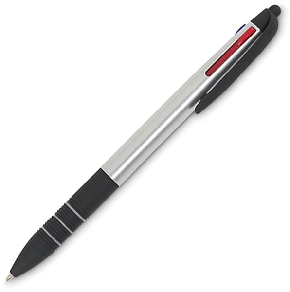 Obrázky: Plastové trojbarevné pero se stylusem, stříbrné, Obrázek 2