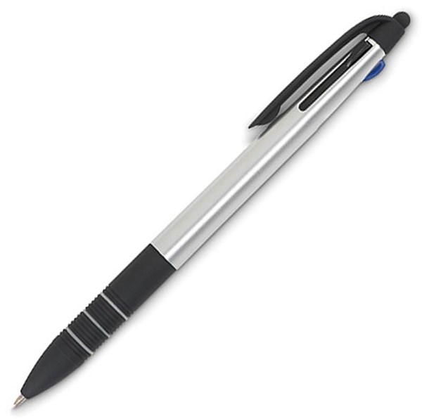 Obrázky: Plastové trojbarevné pero se stylusem, stříbrné, Obrázek 3
