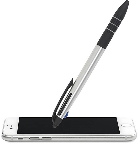 Obrázky: Plastové trojbarevné pero se stylusem, stříbrné, Obrázek 4