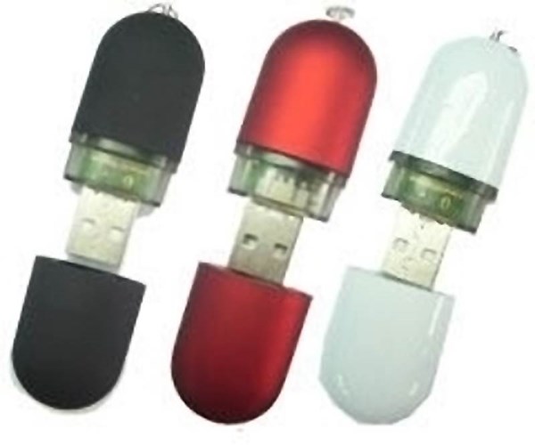 Obrázky: Červený USB flash disk ve tvaru kapsle, 16GB