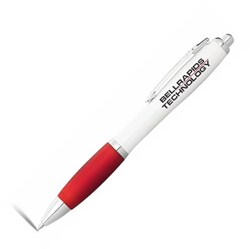 Obrázky: Bílé kuličkové pero s červeným úchopem- ČN