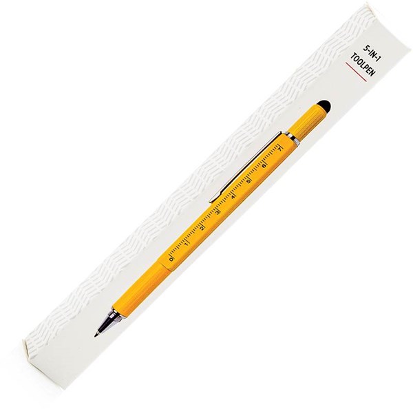 Obrázky: Žluté multifunkční kuličkové pero z hliníku 5 v 1, Obrázek 2