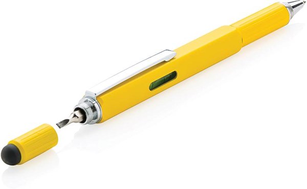 Obrázky: Žluté multifunkční kuličkové pero z hliníku 5 v 1, Obrázek 3