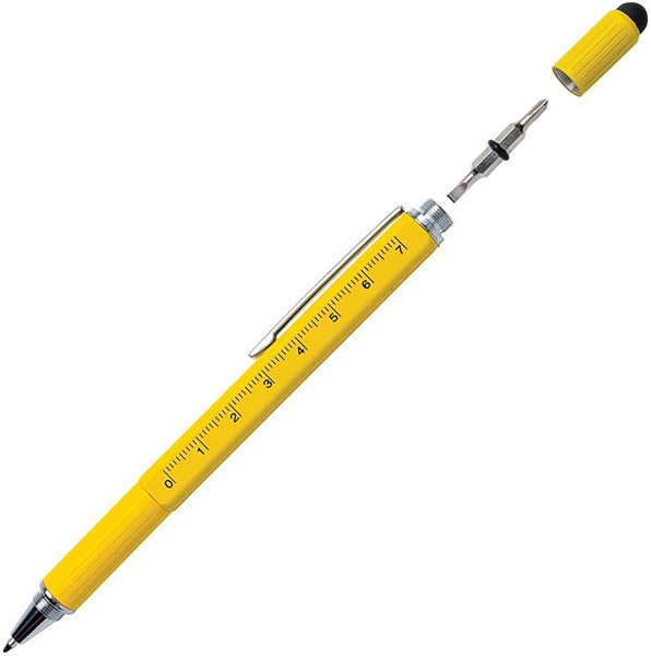 Obrázky: Žluté multifunkční kuličkové pero z hliníku 5 v 1, Obrázek 4