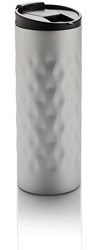 Obrázky: Stříbrný nerez termohrnek 350ml s geometr. vzorem