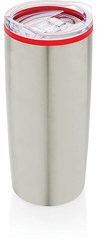 Obrázky: Stříbrno-červený termohrnek 500ml s průhled.víčkem