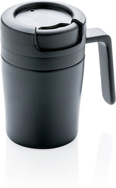 Obrázky: Černý hrnek 160 ml na kávu TO GO s víčkem a uchem