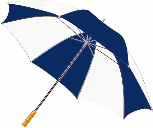 Obrázky: Velký golf.deštník,tvarovaná rukojeť, bílo/t.modrý