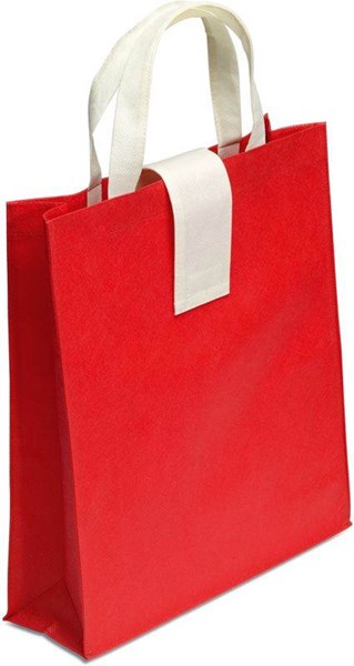 Obrázky: Červená skládací nákupní taška s béžovými uchy, Obrázek 1