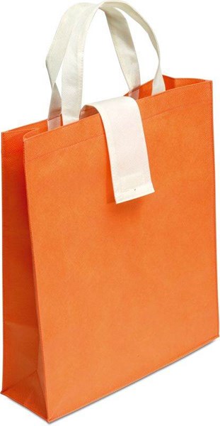 Obrázky: Oranžová skládací nákupní taška s béžovými uchy, Obrázek 1