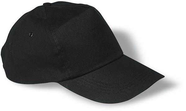 Obrázky: Černá pětidílná bavlněná baseballová čepice, Obrázek 1