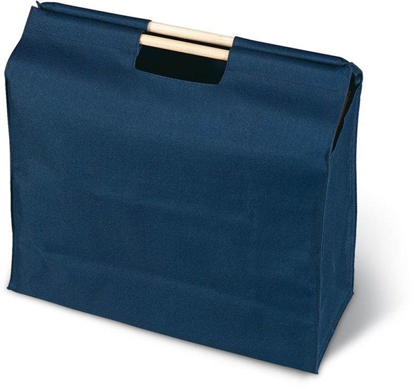 Obrázky: Modrá polyesterová taška s dřevěnými uchy, Obrázek 1