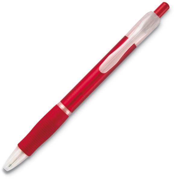 Obrázky: Transparentní červené pero s gumovým úchytem - ČN