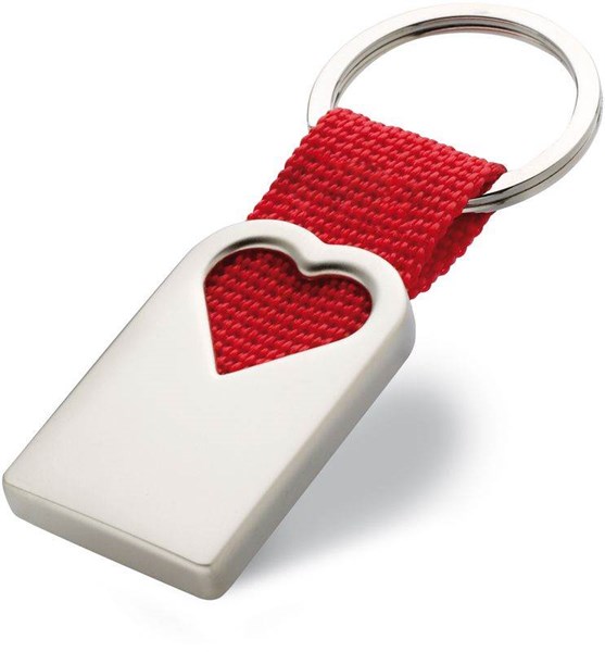 Obrázky: Kovový přívěsek na klíček s červeným srdcem, Obrázek 1