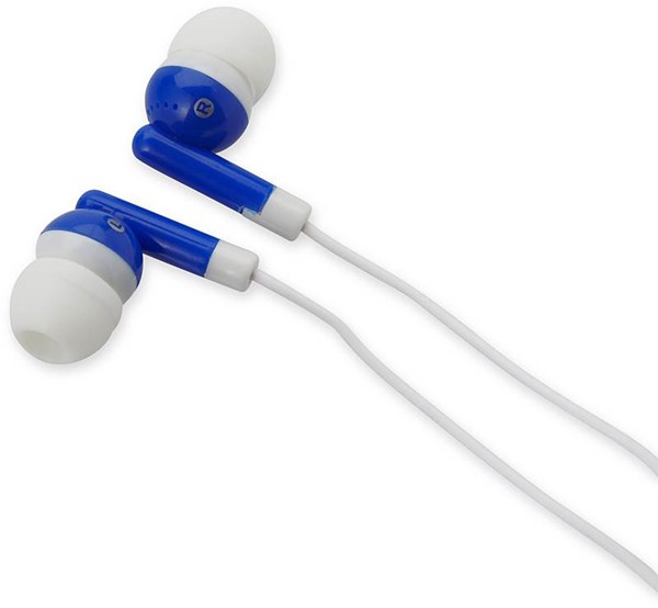 Obrázky: Modrobílá sluchátka z PVC v trojúhelníkovém balení, Obrázek 3