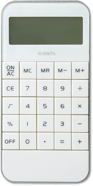 Obrázky: Bílá 10místná kalkulačka z ABS plastu, Obrázek 3