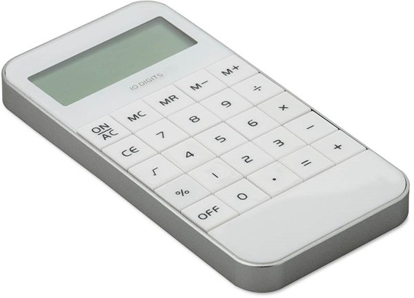 Obrázky: Bílá 10místná kalkulačka z ABS plastu, Obrázek 4
