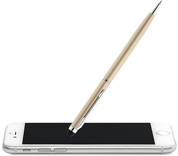 Obrázky: Zlaté štíhlé kovové kuličkové pero se stylusem, Obrázek 3