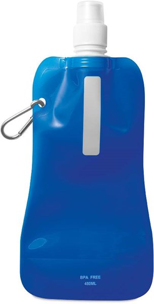 Obrázky: Modrá skládací láhev na vodu s karabinkou