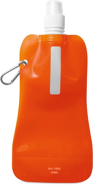 Obrázky: Oranžová skládací láhev na vodu s karabinkou