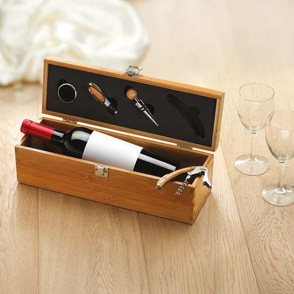 Obrázky: Bambusový box na láhev vína s příslušenstvím, Obrázek 2