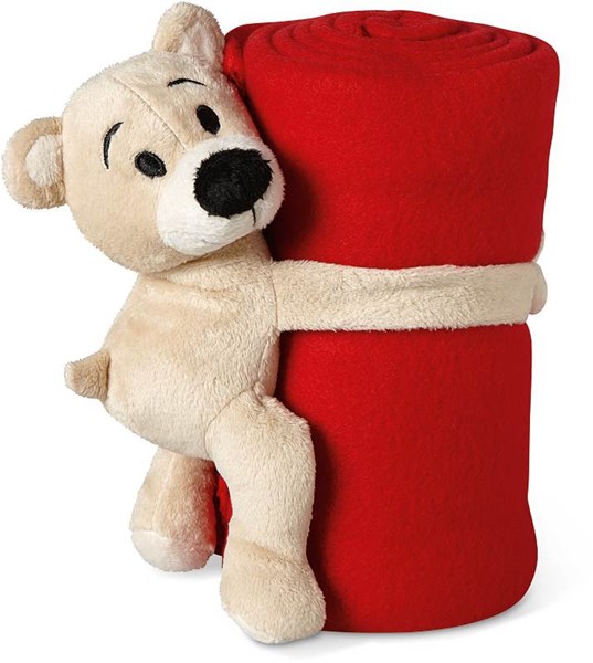 Obrázky: Dětská červená fleecová deka s medvídkem, Obrázek 1