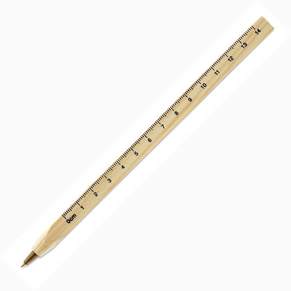 Obrázky: Hranaté dřevěné kuličkové pero s pravítkem