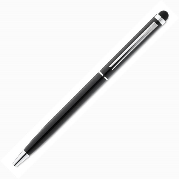 Obrázky: Černé štíhlé kovové kuličkové pero se stylusem, Obrázek 1