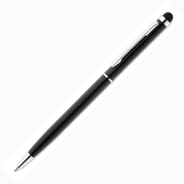 Obrázky: Černé štíhlé kovové kuličkové pero se stylusem, Obrázek 2