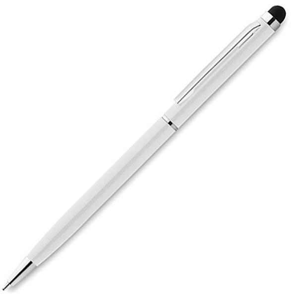 Obrázky: Bílé štíhlé kovové kuličkové pero se stylusem, Obrázek 2