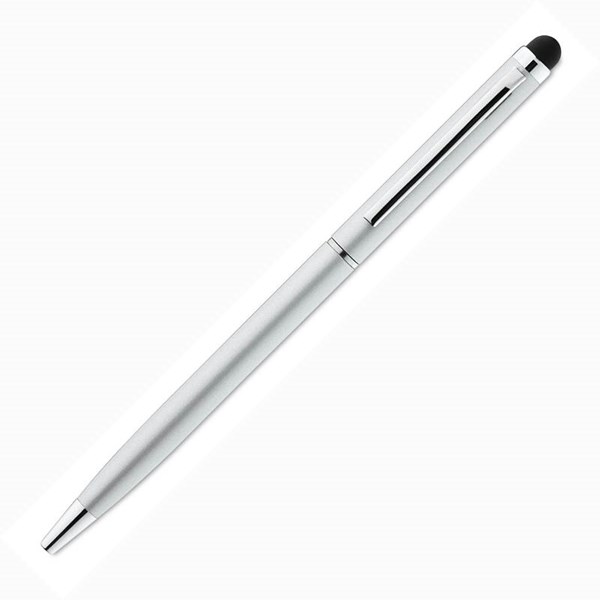 Obrázky: Stříbrné štíhlé kovové kuličkové pero se stylusem, Obrázek 1