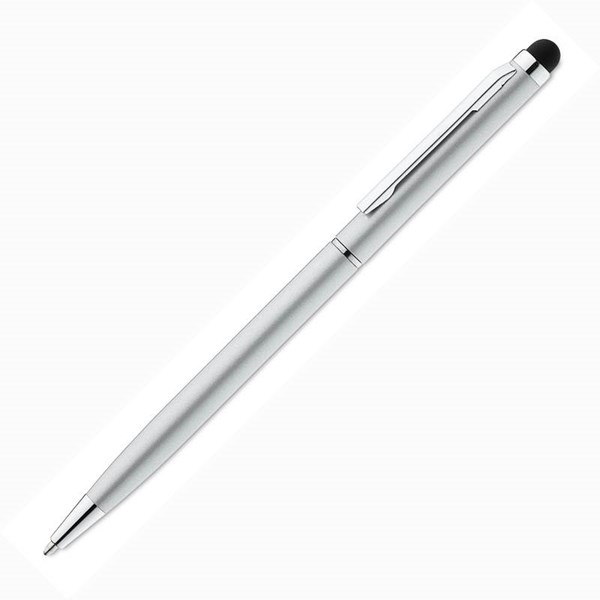 Obrázky: Stříbrné štíhlé kovové kuličkové pero se stylusem, Obrázek 2