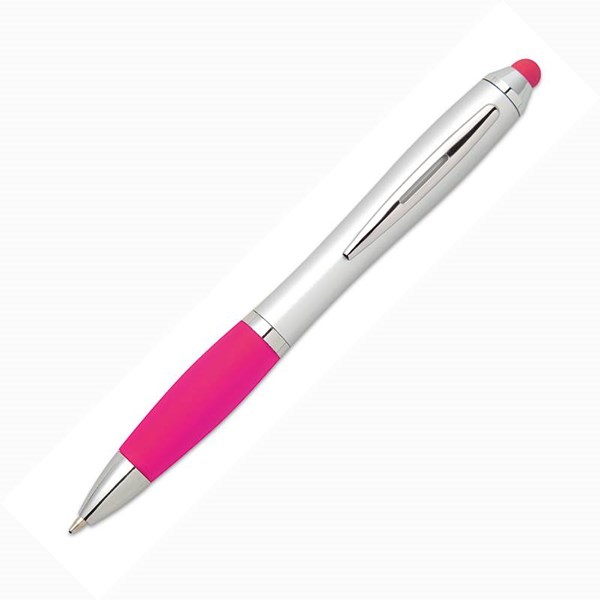 Obrázky: Fuchsiové plastové kuličkové pero se stylusem, Obrázek 1