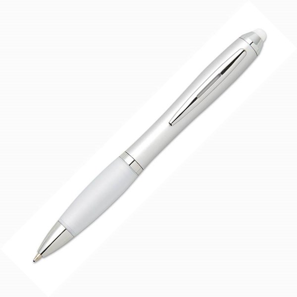 Obrázky: Bílé plastové kuličkové pero se stylusem